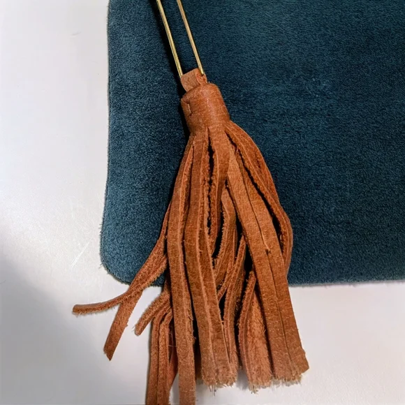 Anabaglish Teal Suede Leather Boho Purse - Picture 3 of 13